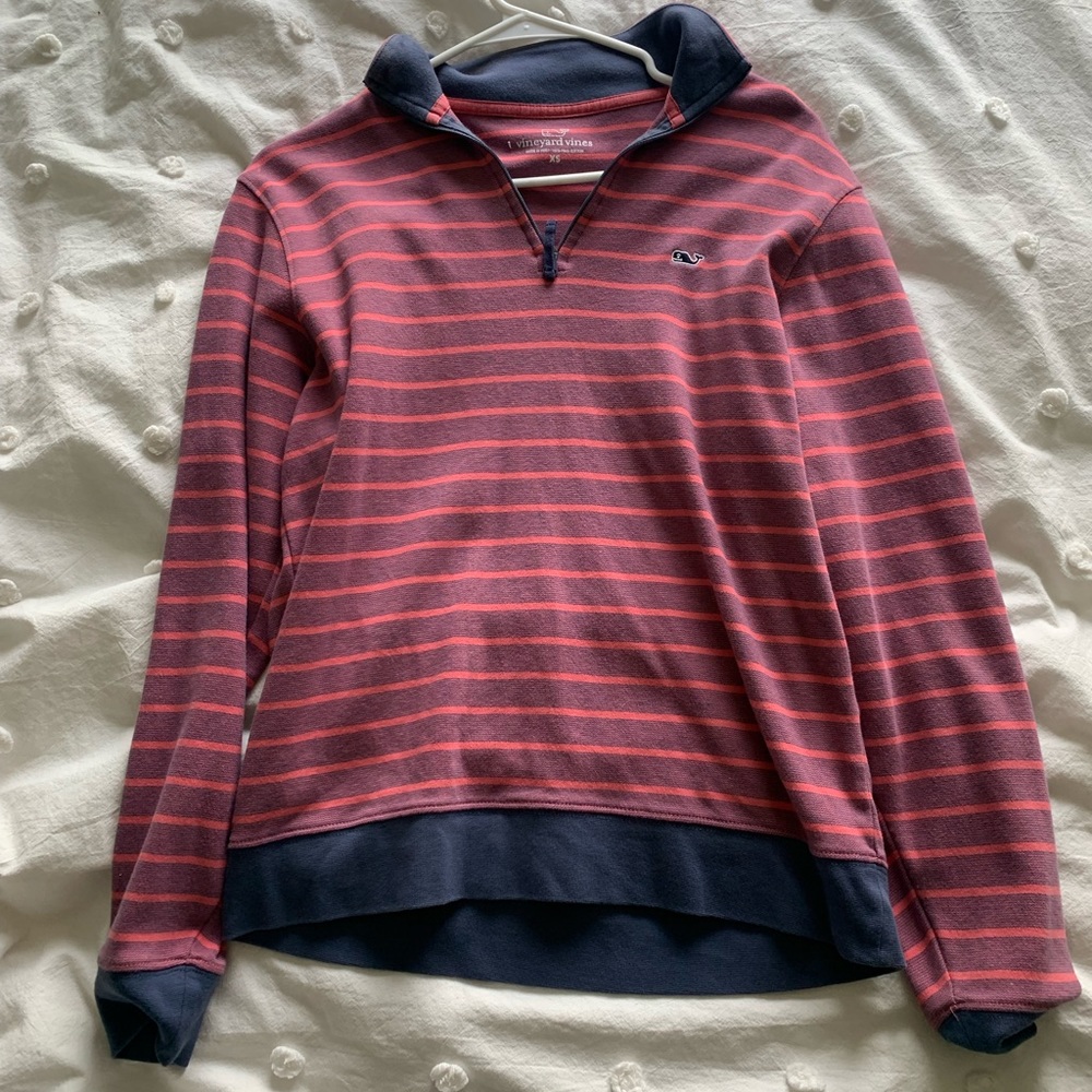 1/4 zip striped vineyard vines pullover • size extra small • pink & blue